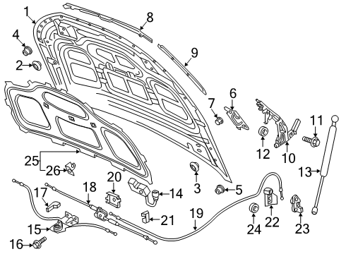 Audi 80A-098-615 Hood Hardware Kit