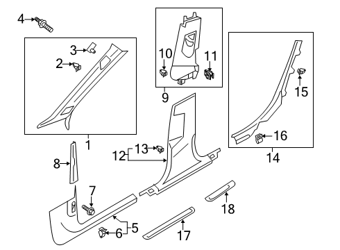 Audi N-106-497-02 Upper Center Pillar Trim Insert
