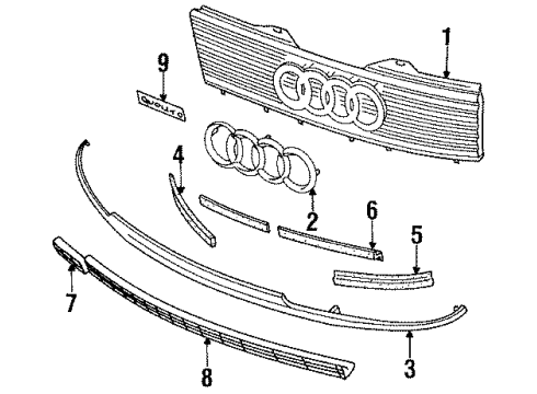 Audi 893-853-655-B-01C Grille Assembly