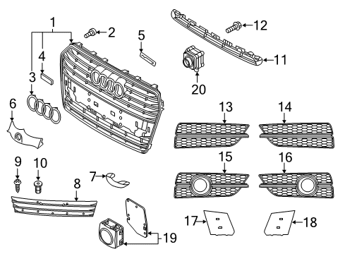 Audi 4G8-807-750-A Center Grille Catch
