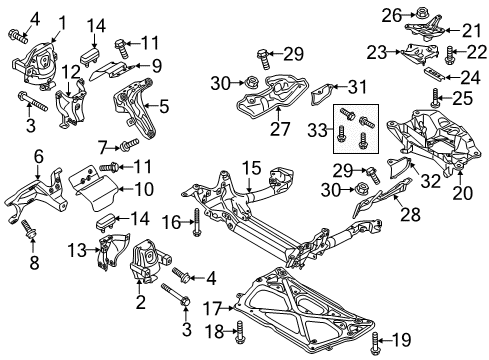 2016 Audi A7 Quattro Trans Mount Bracket Mount Bolt Diagram for N-912-088-01