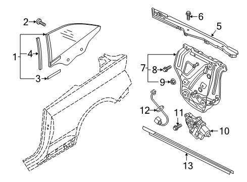 2022 Audi A5 Quattro Glass & Hardware - Quarter Panel Diagram 1