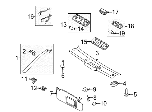 2008 Audi TT Reading Lamp Assy Diagram for 8J0-947-140-M