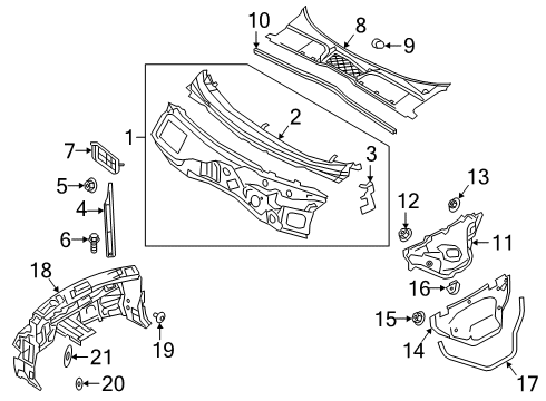 2021 Audi A5 Quattro Dash Panel Reinforcement Diagram for 8W0-805-646-B