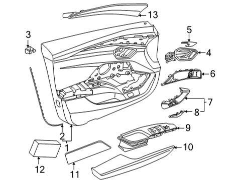 2022 Audi e-tron GT Armrest Diagram for 4J3-867-070-A-25D