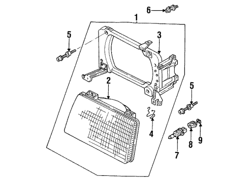 1988 Audi 5000 Quattro Headlamp Assembly Diagram for 443-941-030-H