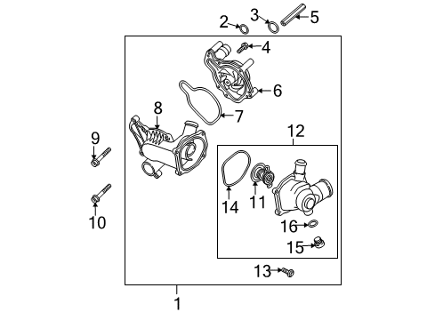 2010 Audi Q7 Water Pump Assembly Diagram for 079-121-010-D