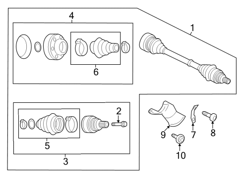 2020 Audi SQ5 Drive Axles - Rear Diagram 1
