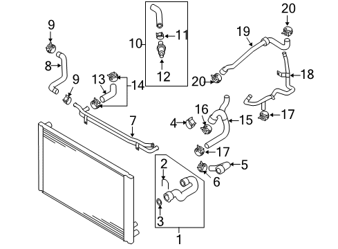2010 Audi A8 Quattro Lower Hose Diagram for 4E0-121-055-AF