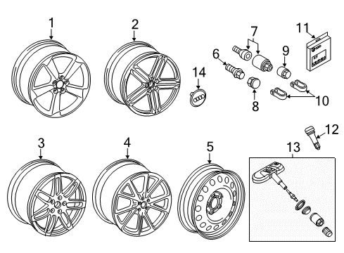 2013 Audi A4 Wheels, Covers & Trim Diagram 3