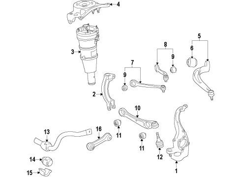 2015 Audi RS7 Front Suspension, Control Arm Diagram 2