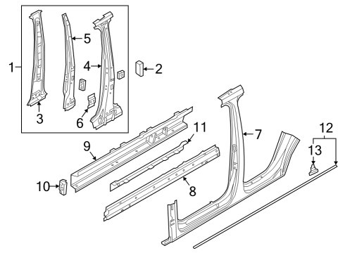 2022 Audi Q5 Center Pillar & Rocker, Exterior Trim - Body & Hardware Diagram 2