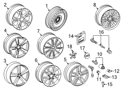 2016 Audi S5 Wheel, Alloy Diagram for 8T0-601-025-CS