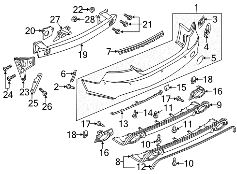 2016 Audi RS7 Rear Bumper Diagram 1
