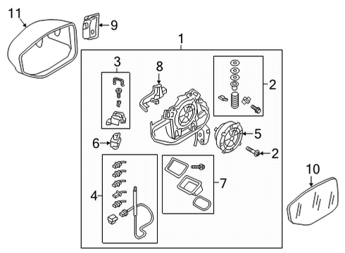 2022 Audi e-tron GT Mirror Assembly Diagram for 4J3-857-409-D-9B9