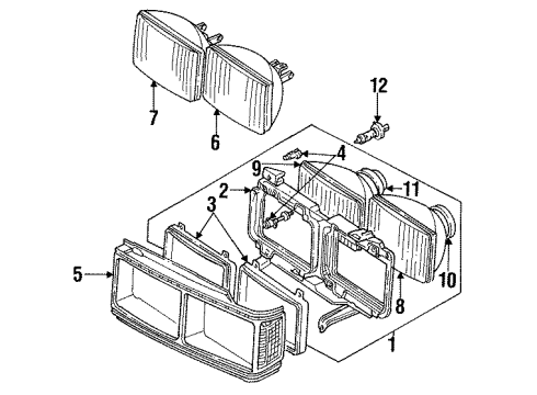 1987 Audi Coupe Sealed Beam Diagram for N-019-181-1