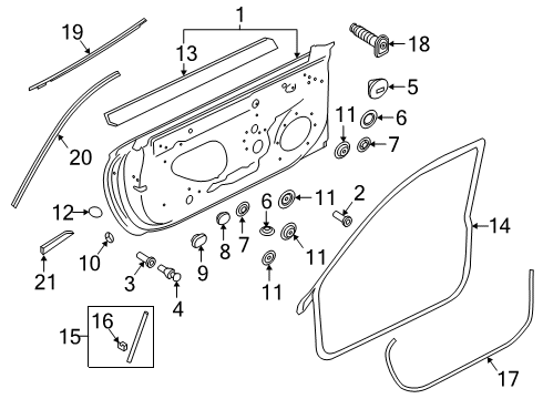 2023 Audi A5 Quattro Door & Components, Exterior Trim - Body & Hardware Diagram 1