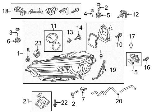2018 Audi A5 Quattro Headlamps, Headlamp Washers/Wipers Diagram 1