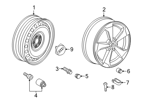 2023 Audi A5 Quattro Wheels, Covers & Trim Diagram 1