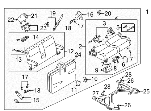 2004 Audi Allroad Quattro Rear Seat Components Diagram 2