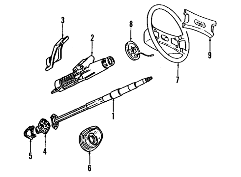 1995 Audi 90 Steering Column & Wheel, Steering Gear & Linkage Diagram 2