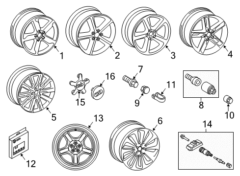 2017 Audi Q5 Wheel, Alloy Diagram for 8R0-601-025-CC
