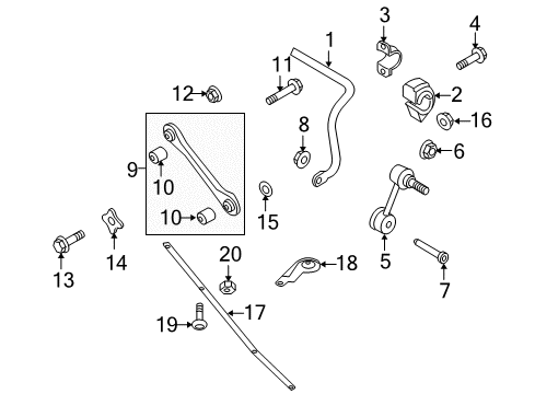 2009 Audi TTS Quattro Stabilizer Bar & Components - Rear Diagram 2