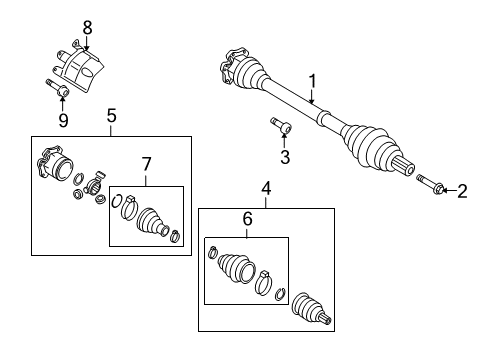 2009 Audi A4 Quattro Drive Axles - Front Diagram 4