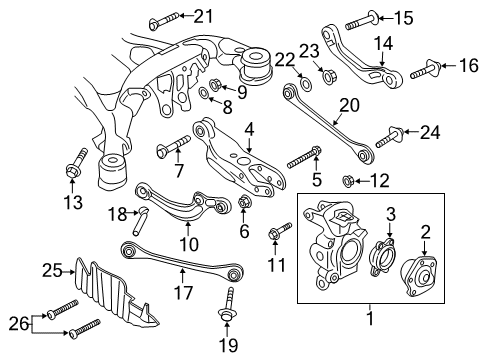 2022 Audi RS Q8 Rear Suspension, Control Arm Diagram 1