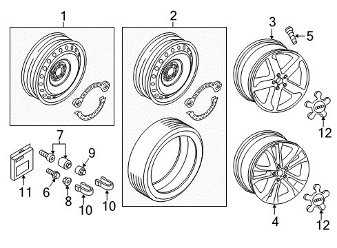 2015 Audi Q3 Quattro Wheel, Alloy Diagram for 8U0-601-025-T