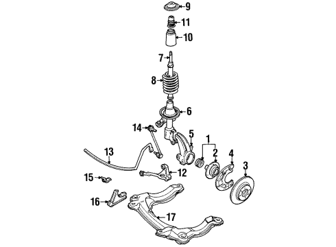 1992 Audi 80 Front Suspension, Control Arm, Stabilizer Bar Diagram 1