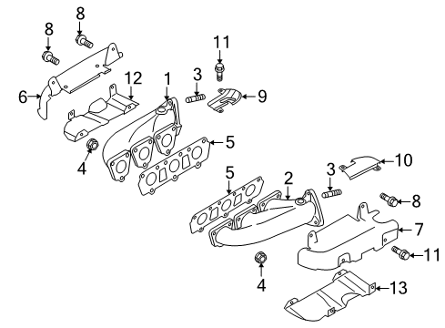 2009 Audi A4 Quattro Exhaust Manifold Diagram for 06E-253-032-B