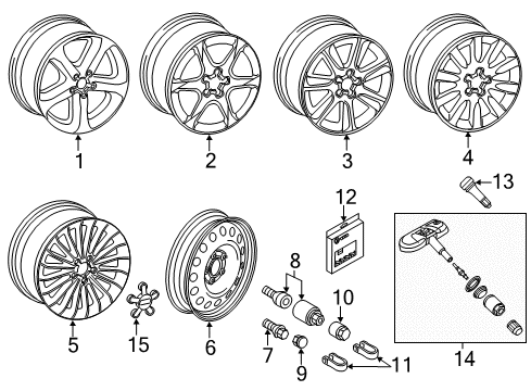 2013 Audi A4 Wheels, Covers & Trim Diagram 1