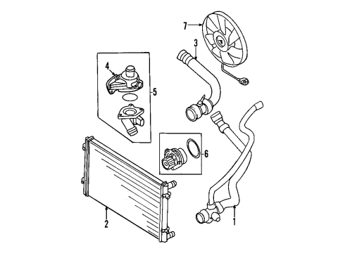 2005 Audi A4 Cooling System, Radiator, Water Pump, Cooling Fan Diagram 6