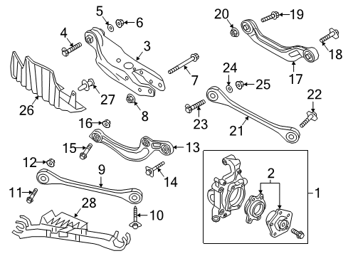 2019 Audi A4 Quattro Rear Suspension, Control Arm Diagram 3