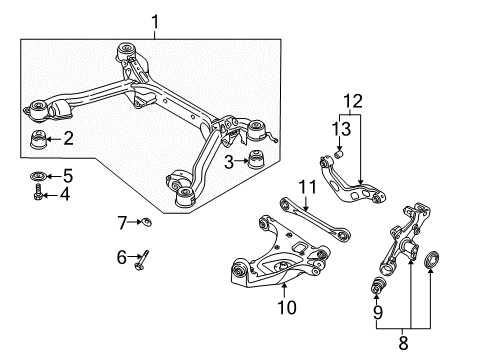 2004 Audi A4 Quattro Rear Suspension, Control Arm Diagram 8