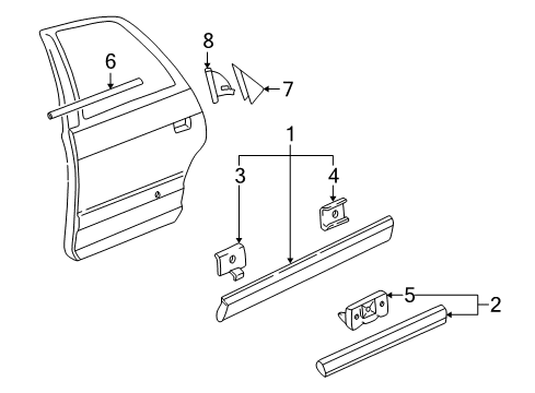 2002 Audi A8 Quattro Exterior Trim - Rear Door Diagram 2