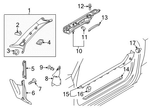 2018 Audi A3 Quattro Scuff Plate Retainer Diagram for 2E0-867-059