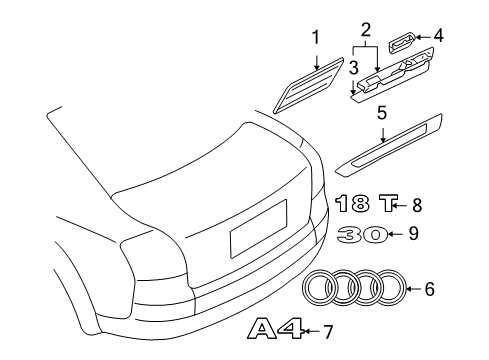 2004 Audi A4 Exterior Trim - Trunk Lid Diagram 2
