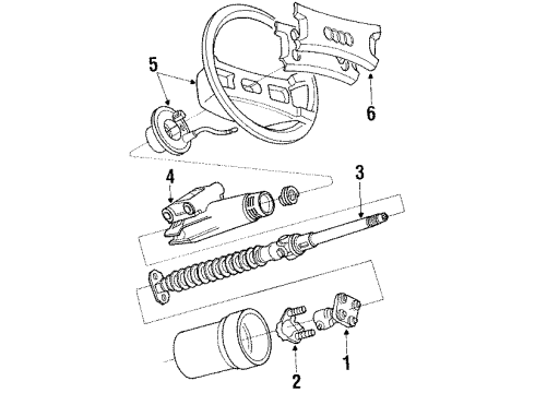 1990 Audi 100 Steering Column & Wheel, Steering Gear & Linkage Diagram 1