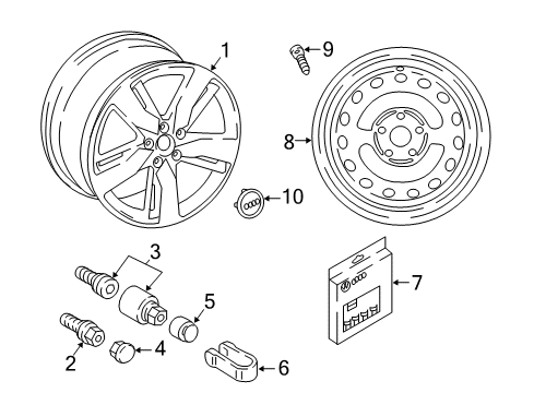 2022 Audi Q5 PHEV Wheels, Covers & Trim Diagram 2