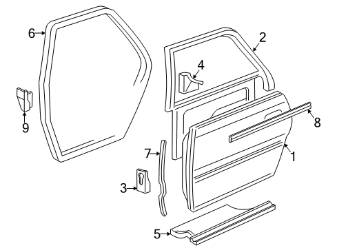 2001 Audi A8 Quattro Upper Weatherstrip Diagram for 4D4-839-478