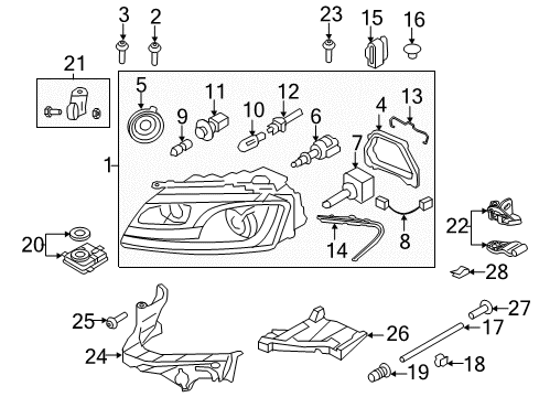 2012 Audi S5 Headlamps, Headlamp Washers/Wipers Diagram 2
