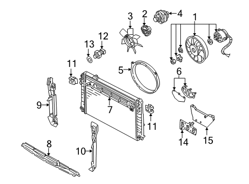 1999 Audi A8 Cooling System, Radiator, Water Pump, Cooling Fan Diagram 1