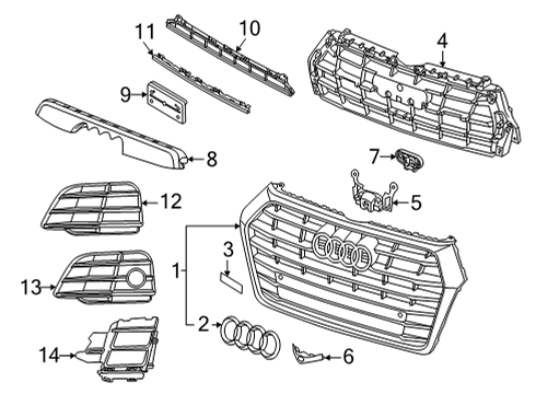 2020 Audi Q5 Grille & Components Diagram 1