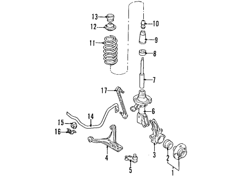 1994 Audi 90 Front Suspension, Control Arm, Stabilizer Bar Diagram 2