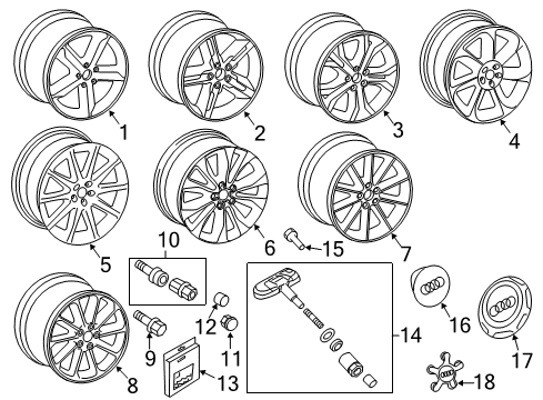 2013 Audi TT RS Quattro Wheel, Alloy Diagram for 8J0-601-025-CS