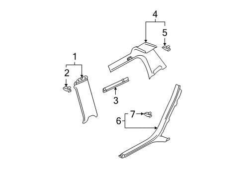 2002 Audi A4 Quattro Pillar Trim Diagram for 8E9-867-287-B-4BK