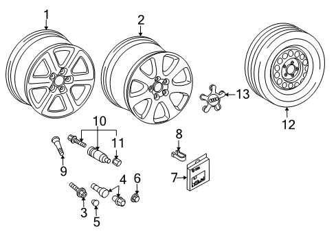 2014 Audi Q7 Wheels, Covers & Trim Diagram 1