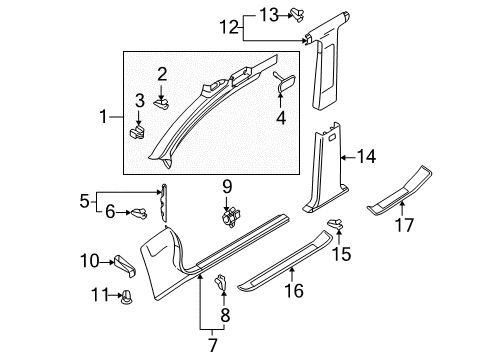 2006 Audi S4 Interior Trim - Pillars, Rocker & Floor Diagram 3